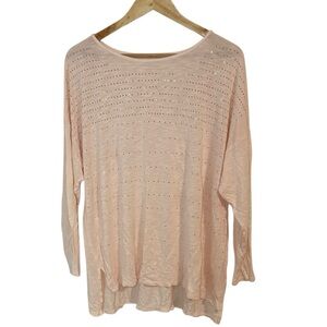 APT. 9 bejeweled Blush Long Sleeve Top, 1X